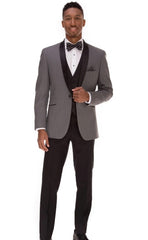 Mens Grey Shawl Lapel Tuxedo Jacket