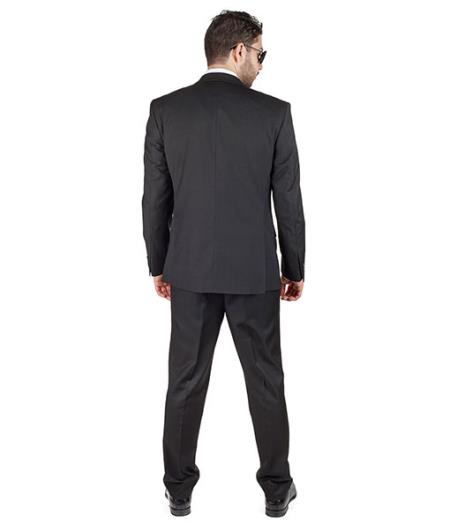 Traje negro de 3 piezas con doble chaleco y corte entallado para hombre