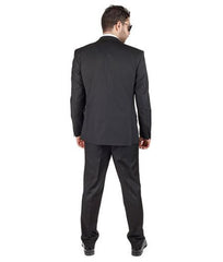 Traje negro de 3 piezas con doble chaleco y corte entallado para hombre