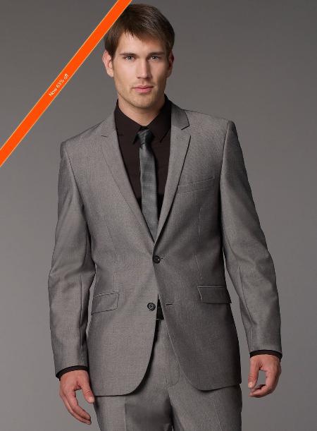 Trajes de corte moderno de 2 botones para hombre, estampado tónico gris, trajes de negocios económicos, liquidación