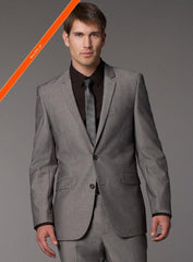 Trajes de corte moderno de 2 botones para hombre, estampado tónico gris, trajes de negocios económicos, liquidación