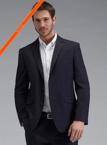 Trajes de negocios ajustados de 2 botones para hombre en azul marino oscuro a precio económico en oferta