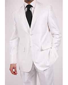 Brillante Nieve Blanco Dos Botón Tiburón piel Traje - Trajes Para Hombre SKU*LH8765