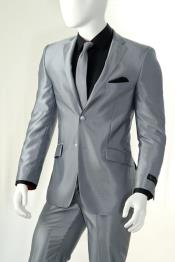 Brillante Plata Gris Delgado Ajuste Traje - Trajes Para Hombre SKU*AC-910