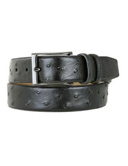 Mezlan Belts Men's Genuine Ostrich Black Skin Handmade Belt