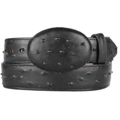 Ostrich Print (Imitation) Western Style Printed Leather Belt Black