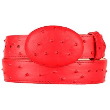 Ostrich Print (Imitation) Western Style Belt Red