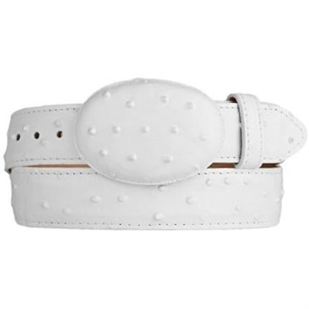 Ostrich Print (Imitation) Western Style Belt White