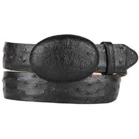 Original Ostrich Full Quill Skin Western Style Belt Black