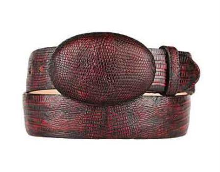 Original Lizard Teju Skin BlackCherry Western Style Belt