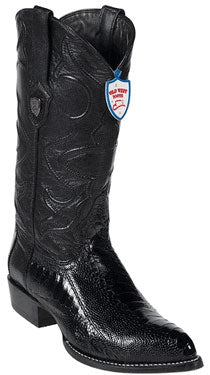 West Black Ostrich Leg Cowboy Boots - Botas De Avestruz