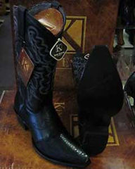 King Exotic Boots Black Snip Toe Genuine Stingray Mantarraya Skin Western Cowboy Dress Cowboy Botas De Mantarraya - Mantarraya Boots Cheap Priced For Sale Online