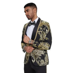 2024 Prom Special Black Paisley 2pc Mens Suit by Tazzio