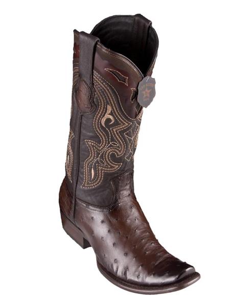 Los Altos Boots Men's Ostrich Black Cherry Cowboy Boots - H79 Dubai Toe -   Botas De Avestruz