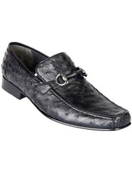 Mens Black Genuine Ostrich Slip On By Los Altos