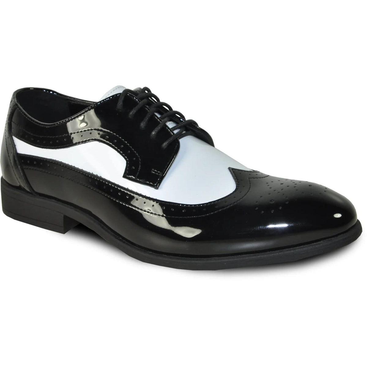 Zapatos Negros De Hombre - Zapatos Negros De Vestir - Mens 1920's Gangster Wingtip Dress Black and White Shoe