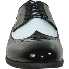 Zapatos Negros De Hombre - Zapatos Negros De Vestir - Mens 1920's Gangster Wingtip Dress Black and White Shoe