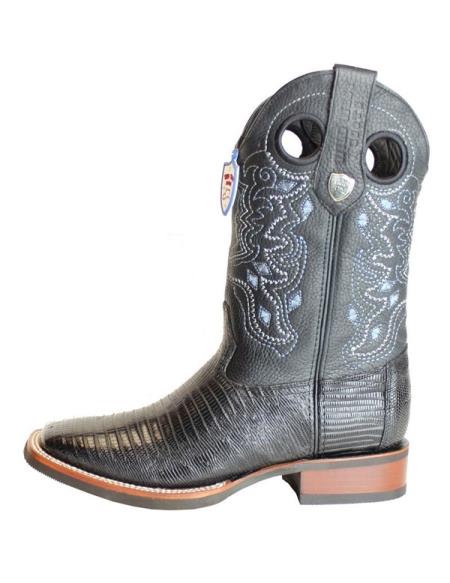 Men's Genuine Teju Lizard Black Wild West Square Toe Leather Handcrafted Dress Cowboy Boot Cheap Priced For Sale Online