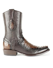 Men's Burnished Brown King Exotic Cowboy Style By Los Altos Boots Botas For Sale Genuine Ostrich Skin Dubai Toe Handcrafted Leather BDress Cowboy Boot Cheap Priced For Sale Online - Botas De Avestruz