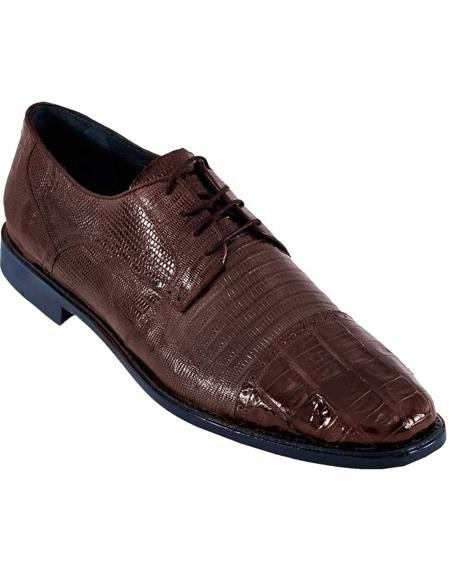 Brown Dress Shoe BROWN Genuine Caiman Crocodile With Lizard Dress Oxford Los Altos Shoes