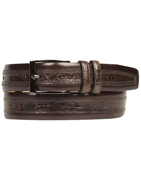 Mezlan Belts Brand Men's Genuine Crocodile / Calfskin Brown Skin Cinturon De Cocodrilo