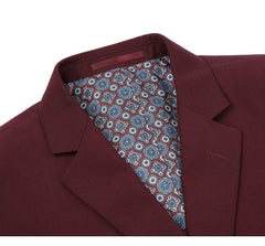 Trajes Elegantes Para Hombre - Trajes De Vestir - Mens Basic Two Button Classic Fit Burgundy Suit