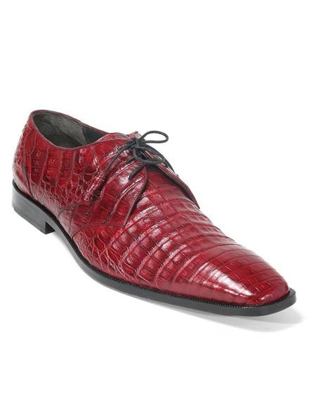 Mens Los Altos Burgundy Genuine Caiman Belly Lace Up