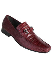 Men's Burgundy Genuine Caiman Belly And Lizard Slip On By Los Altos Boots