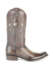 Men's Wild West Dubai Square Toe Genuine Teju Lizard Leather Dress Cowboy Boot Cheap Priced For Sale Online Burnished Brown