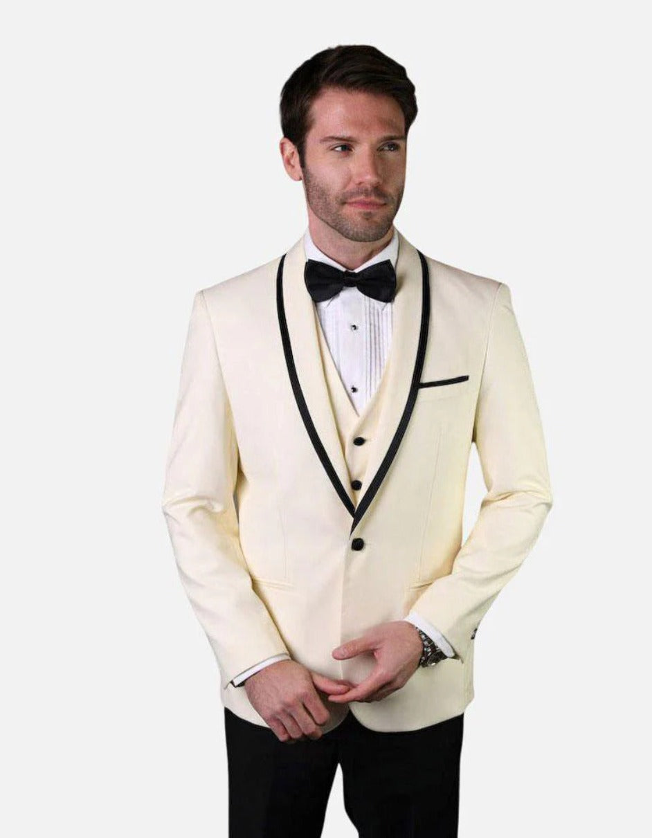 Trajes De Dombre Para Boda - Trajes De Novio - Traje Para Hombre - Traje De 2 Botones Blanco Y Negro