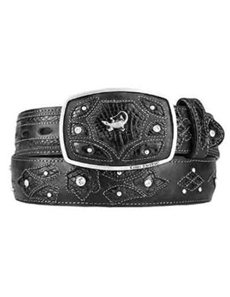 Original Caiman Belly Skin Fashion Western Belt Black