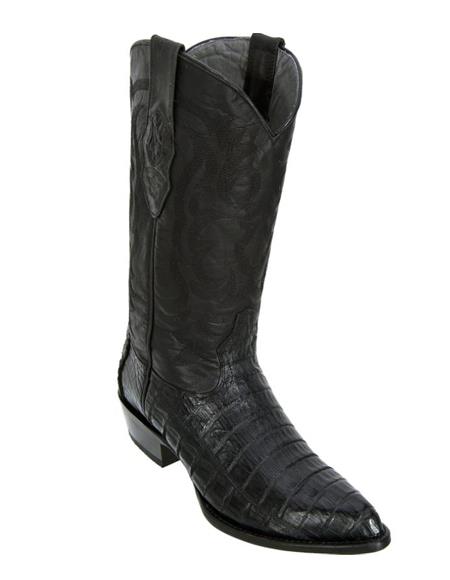 Los Altos Boots Caiman Belly Black Cowboy Boots J-Toe