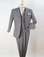 Light Grey Suit - Silver Gray Suit For Wedding - Mens Three Button Classic Fit Light Grey Suit