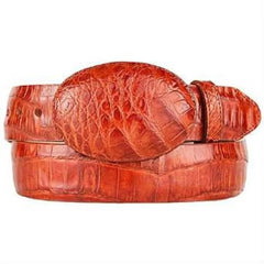 Original Caiman Belly Skin Western Style Hand Crafted Belt Cognac