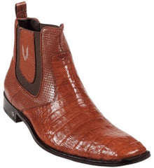 Men's Short Boots Men's Genuine Cognac Caiman ~ World Best Alligator ~ Gator Skin Belly Dress Boot Ankle Dress Style For Man