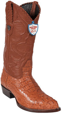 Wild West Cognac J-Toe Caiman ~ World Best Alligator ~ Gator Skin Hornback Cowboy Boots