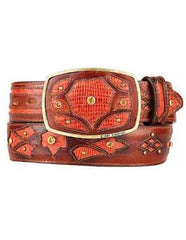 Fashion Western Belt Cognac Original Lizard Teju Skin