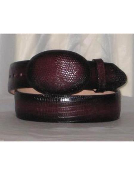 Genuine Faded Burgundy ~ Wine ~ Maroon Lizard Teju Western Cowboy Belt