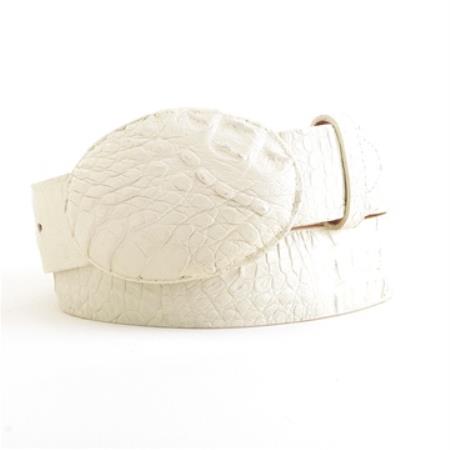 Cream ~ Ivory ~ Off White Caiman ~ World Best Alligator ~ Gator Skin Belt