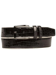 Mezlan Belts Brand Men's Genuine Crocodile / Calfskin Black Skin Cinturon De Cocodrilo