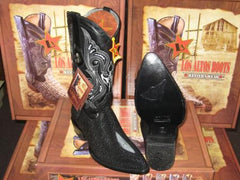 Classic Cushioned Leather Pull Strap Black Los Altos Boots Mantarraya Skin Single Stone Western Cowboy Boot