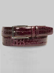 Mezlan Belts Brand Men's Genuine Crocodile Burgundy Skin Cinturon De Cocodrilo