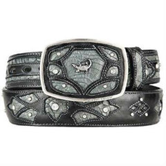 Men's Gray Original Caiman Belly Skin Fashion Western Hand Crafted Belt