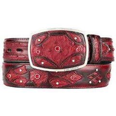 Burnished Original Burgundy ~ Wine ~ Maroon Color Ostrich Full Quill Skin Fashion Western Belt