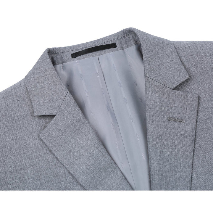 Traje gris claro - Traje gris plateado para boda - Traje gris claro básico extra largo de dos botones para hombre