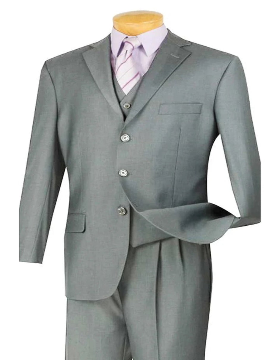 Traje gris claro - Traje gris plateado para boda - Traje gris claro con tres botones y corte clásico para hombre