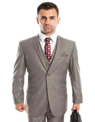 Traje gris claro - Traje gris plateado para boda - Traje de boda gris básico con dos botones y corte ajustado para hombre