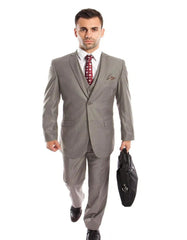 Traje gris claro - Traje gris plateado para boda - Traje de boda gris básico con dos botones y corte ajustado para hombre