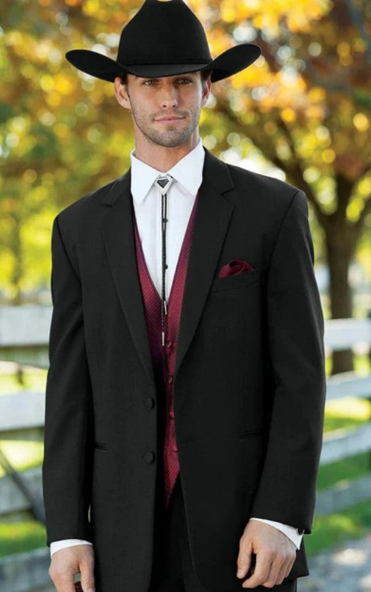 Trajes Vaqueros Para Boda - Traje Vaquero Para Hombre - Two Button Black Suit