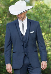 Trajes Vaqueros Para Boda - Traje Vaquero Para Hombre - Two Button Navy Suit